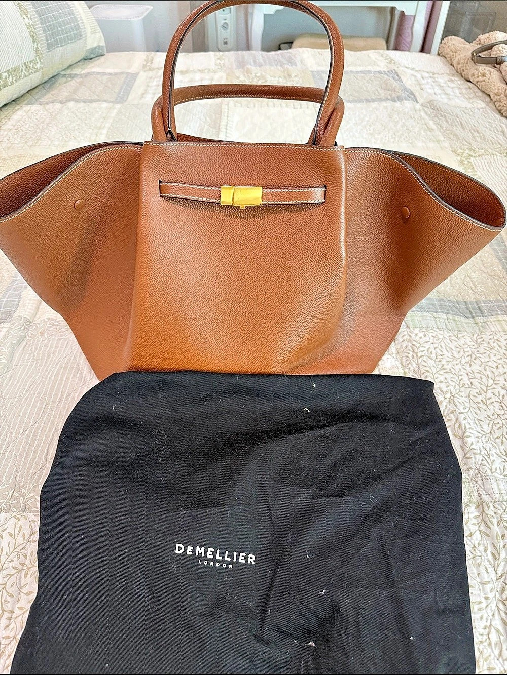 DeMellier The New York Leather Tote in Brown & Black